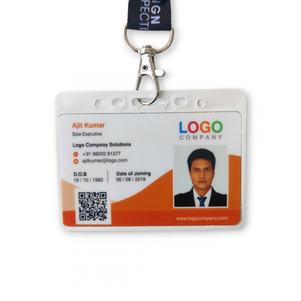 One Side Sticky White Horizontal ID Card Holder CH-17